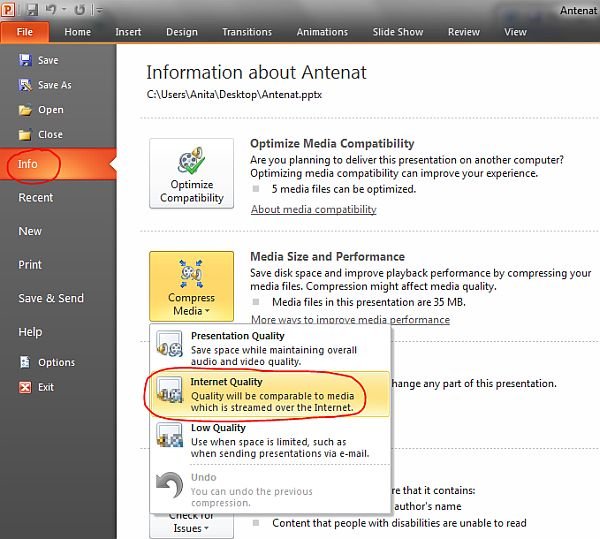 Powerpoint komprimiranje prezentacije