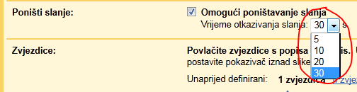 Vrijeme otkazivanja slanja Vrijeme otkazivanja slanja