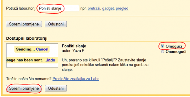Gmail opcija Poništi slanje Gmail opcija Poništi slanje