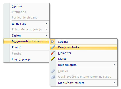 Powerpoint olovka, gumica, flomaster, marker