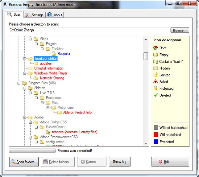 Remove Empty Directories Admin mode