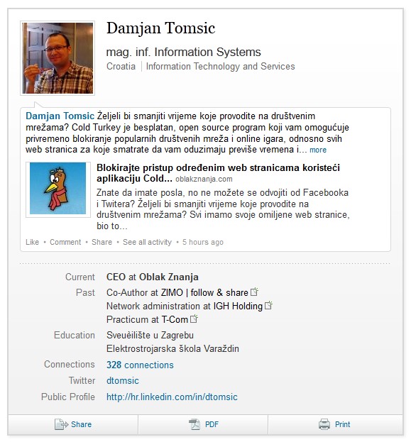 LinkedIn profil Damjan