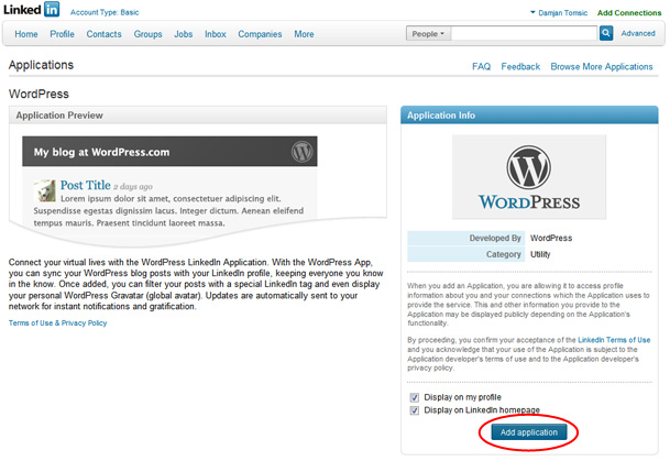 LinkedIn WordPress 4