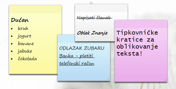 Sticky Notes bilješke Sticky Notes bilješke