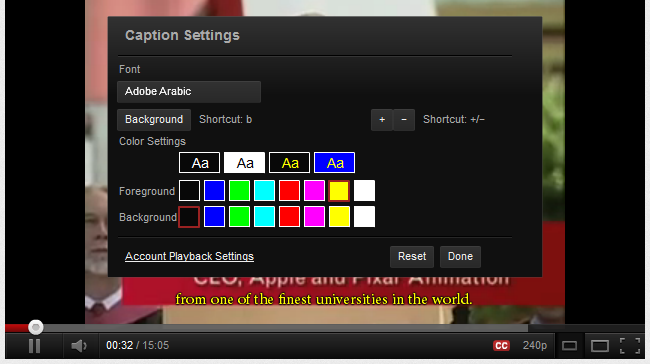 Caption Settings