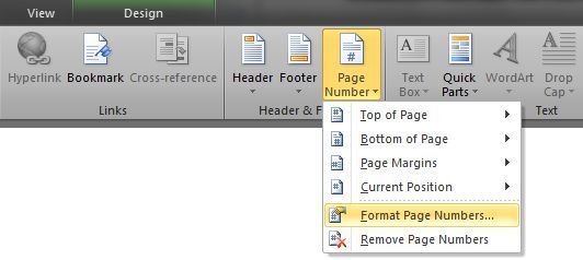 Format Page Numbers