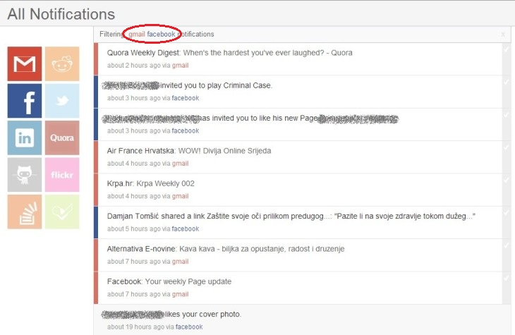 Filtriranje obavijesti