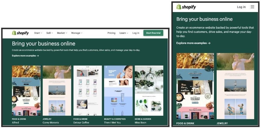 shopify usporedba web dizajna za mobilne uređaje i stolna računala