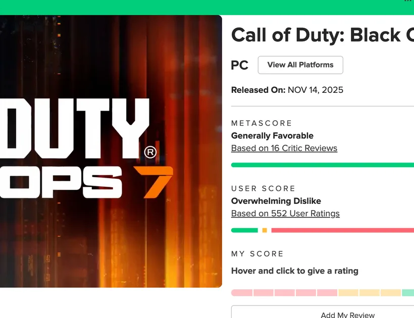Call of Duty: Black Ops 7 ima najniži Metacritic korisnički rezultat ikada za Call of Duty igru