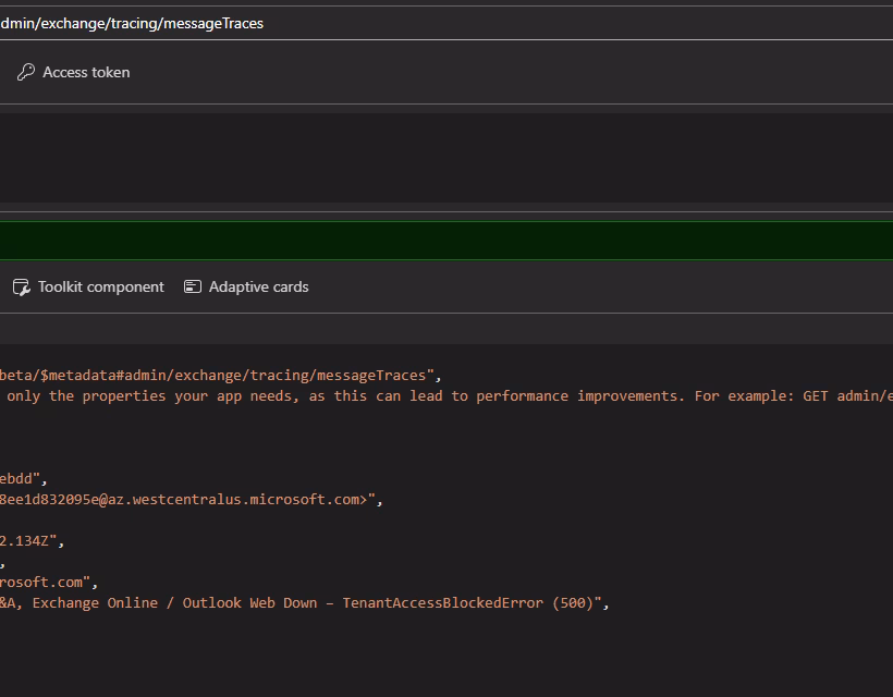 Dohvaćanje podataka praćenja poruka putem Graph API-ja